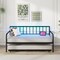 Black Metal Daybed with Pop-up Trundle, LED Lighting, Charging Station and USB Ports